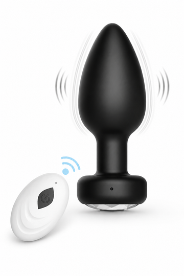 Dildo Anal Vibrator Cu Telecomandă Wireless, 10 Moduri De Vibrație Și Bază Lată – Negru, TOY638-1