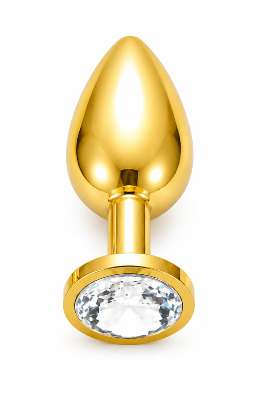 Dop Anal Metalic Auriu Cu Cristal Decorativ, Disponibil În 3 Mărimi S/M/L, TOY640-7