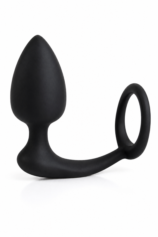 Apex Ring Pro – Plug anal pentru stimularea prostatei cu inel pentru susținerea erecției, silicon premium, Negru, TOY647-1