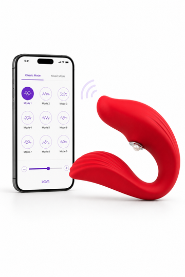 Velora Duo App – Vibrator Wearable cu Dublă Vibrație, Funcție de Sucțiune, Control prin Aplicație și 10 Moduri de vibrare, Rosu,  TOY656-3