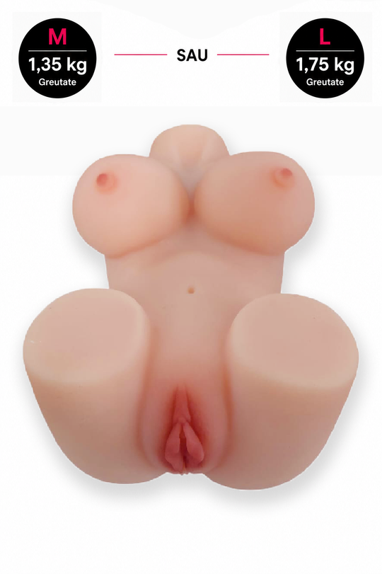 PrimeTouch XL – Masturbator Tip Tors Feminin din Silicon Premium, 2 Canale Realiste, Mărimi M și L, TOY662A-1500