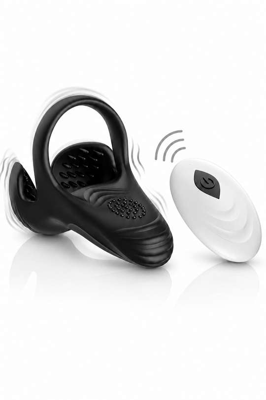 Erecta Pulse Pro – Inel Vibrator Premium cu Telecomandă Wireless, Stimulare Dublă, Încărcare Magnetică USB, IPX7, Negru, TOY673-1