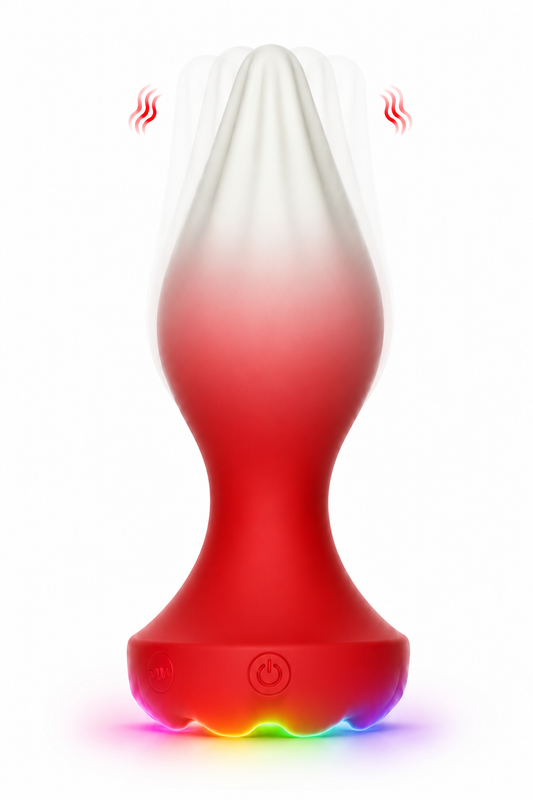 RoseMotion 360 – Plug Anal Vibrator cu Ondulare 360°, 10 Moduri de Vibrație, Telecomandă și Lumini Multicolore, Rosu, TOY682-3