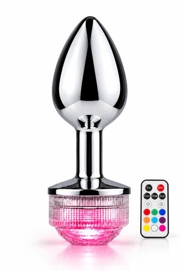 LumiPlug RGB – Plug Anal Metalic cu LED Multicolor și Telecomandă Wireless