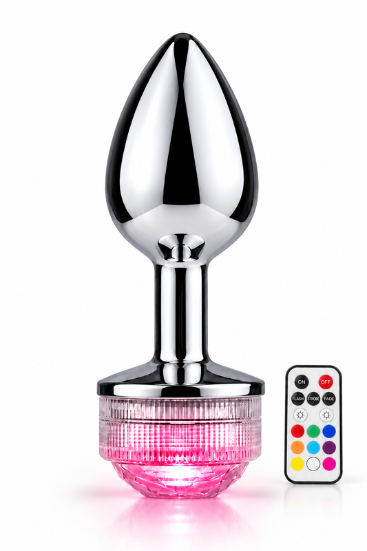 LumiPlug RGB – Plug Anal Metalic cu LED Multicolor și Telecomandă Wireless