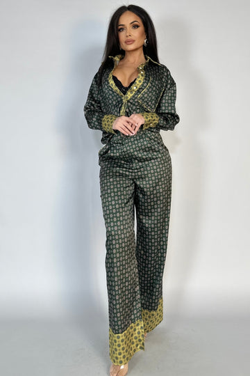 Compleu casual din bluza tip camasa si pantaloni lungi Y633-100