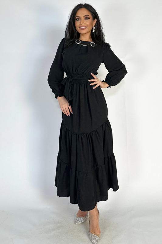 Rochie casual lunga din material lejer, vaporos Y652-1