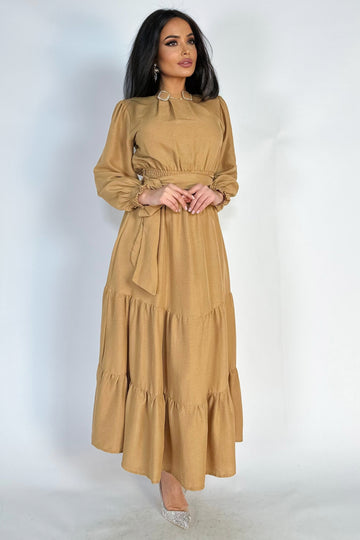 Rochie casual lunga din material lejer, vaporos Y652-8