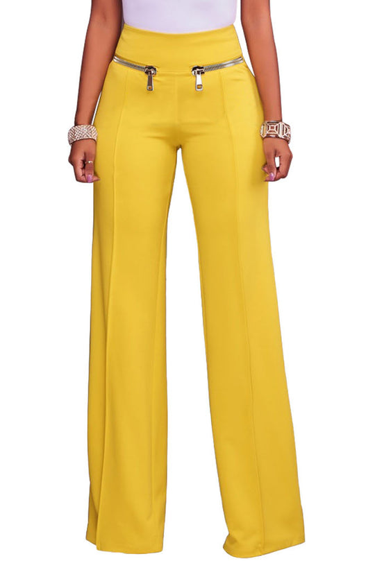 CL653-9 Pantaloni Palazzo accesorizati cu fermoare aurii