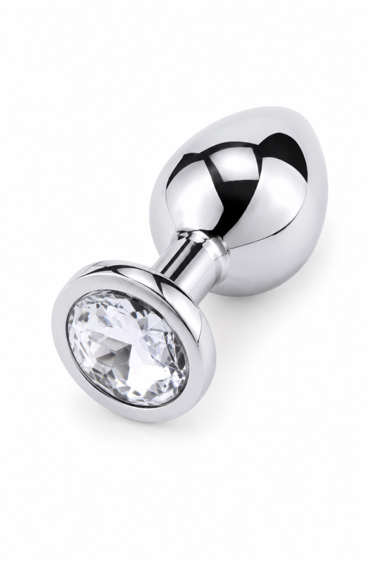 Dop anal (Butt Plug) din metal inoxidabil lucios cu piatra decorativa Diamant, S, M, L,  TOY398-6