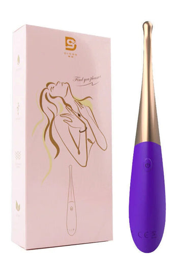Mini Vibrator tip "Point Tide Pen" pentru stimulare clitoridiana, Mov si Auriu, TOY447-117