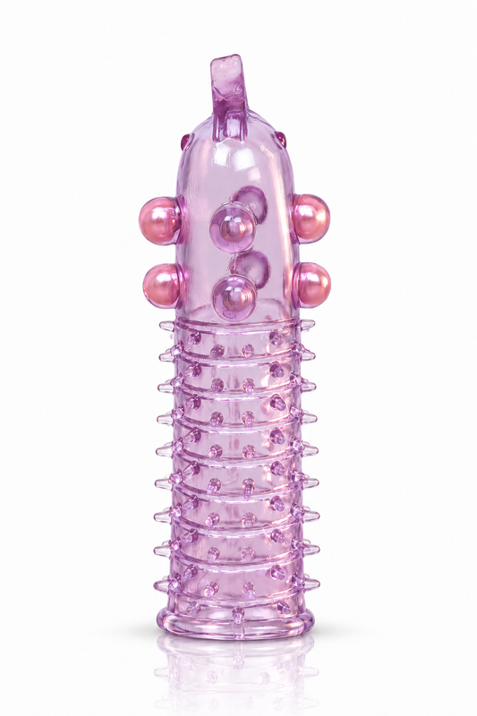 Manson penis cu striatii, bile si tepi din silicon, Mov, TOY339-11