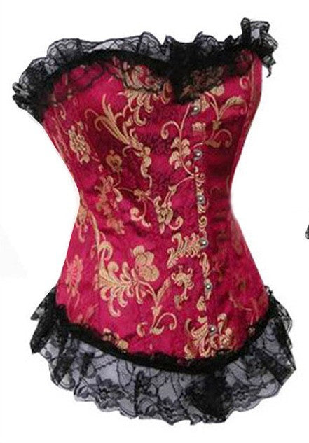 Corset elegant cu model brocart auriu si dantela W46
