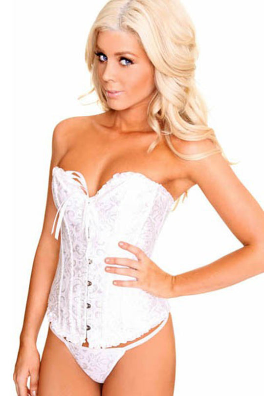 Corset sexy din material brocart cu volanase C30
