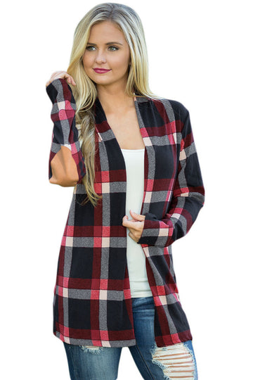 Cardigan in carouri cu model pe maneci A746-443