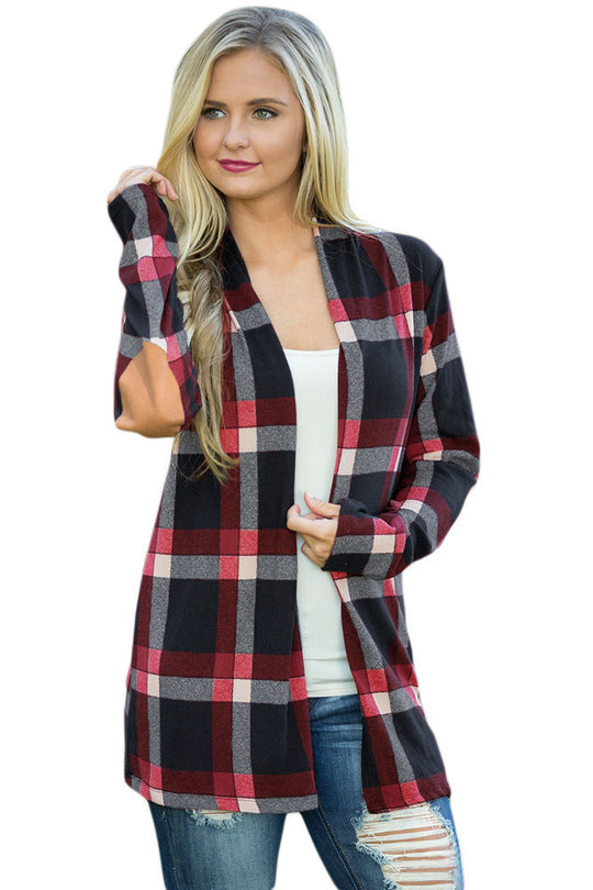 Cardigan in carouri cu model pe maneci A746-443