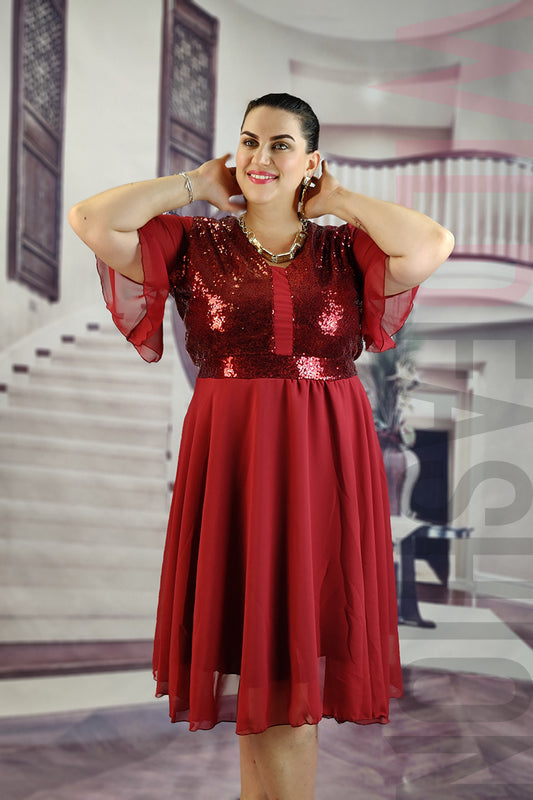 Rochie eleganta de seara cu paiete si voal A768-81111
