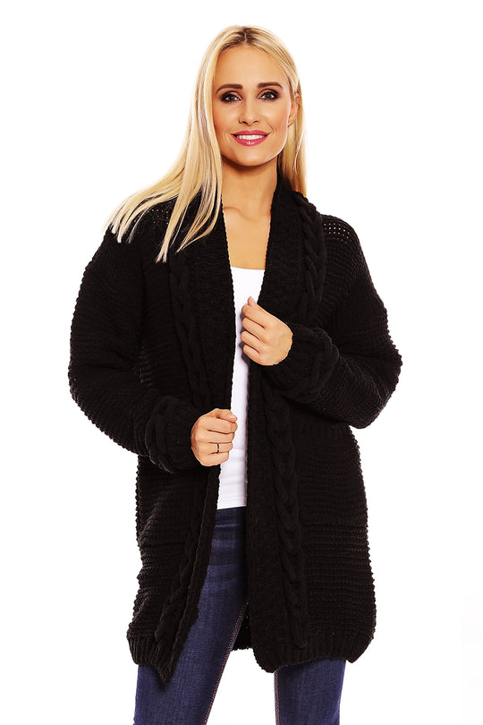 Cardigan midi cu buzunare in fata B377-1