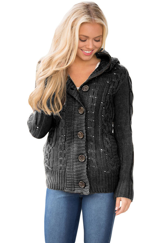Cardigan cu gluga model tricotat B736-1