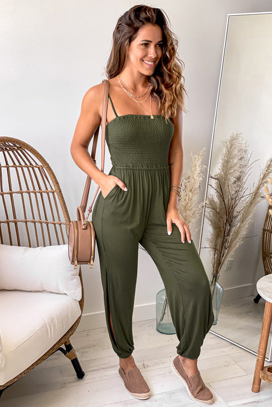 Salopeta lunga casual din material lejer elastic B850-12