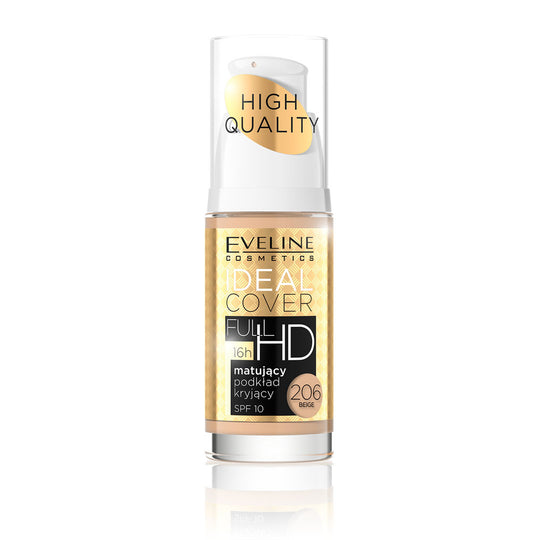 Fond de ten Eveline Ideal Cover Full HD Matt Nr. 206 Beige 30 ml