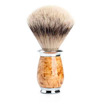 Pamatuf Silvertip Badger cu par de bursuc si maner din lemn de mesteacan karelian 091 H 55