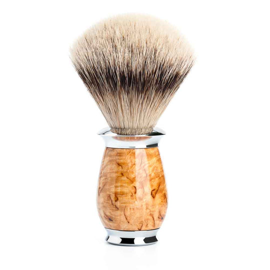 Pamatuf Silvertip Badger cu par de bursuc si maner din lemn de mesteacan karelian 091 H 55
