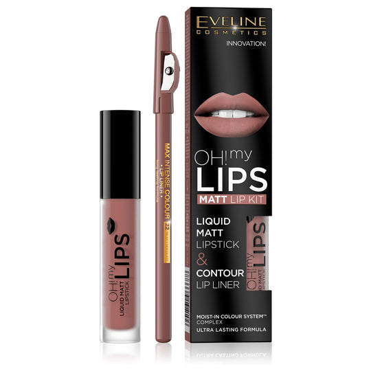 Ruj lichid mat si creion contur Eveline Oh! My Lips 02