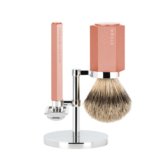 Set de barbierit cu aparat de ras clasic si pamatuf Silvertip Badger Hexagon S 091 M HXG SUNRISE