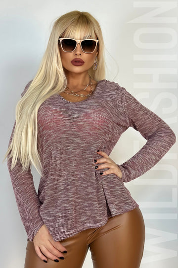Bluza tricotata, larga, cu decolteu in V si gluga BL753RR-81