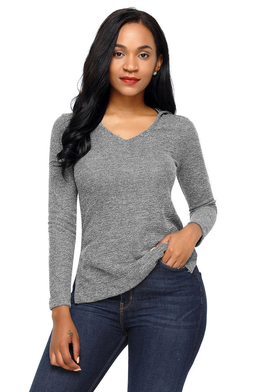 BL966-18 Bluza tricotata accesorizata cu gluga