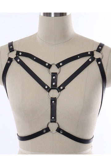 Sutien fetish tip ham cu curele din piele ecologica BRA296-1