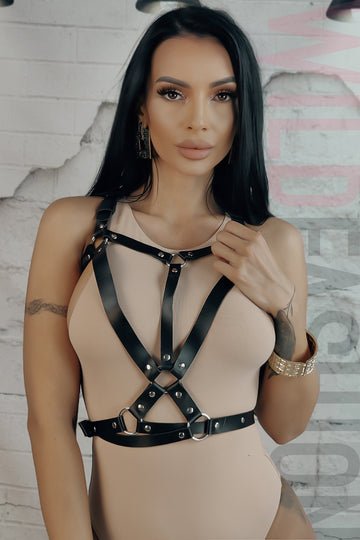 Ham fetish tip sutien cu curele din piele ecologica BRA297RR-1