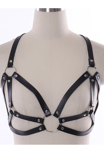 Sutien fetish cu curele din piele ecologica BRA302-1