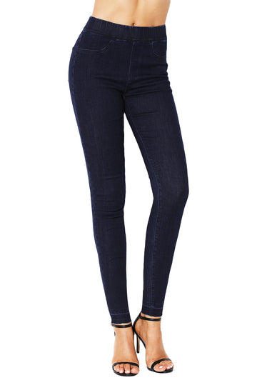 Jeans casual cu aspect mulat si talie pe elastic C656-44