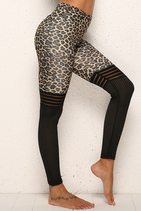 Colanti yoga-fitness cu talie inalta si imprimeu leopard CL598-99