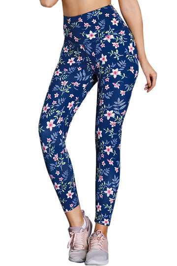 Colanti cu imprimeu floral si talie inalta CL807-4455