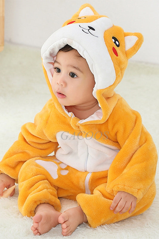 Pijama kigurumi pentru bebelusi tip salopeta din material moale si pufos, CLD138-9