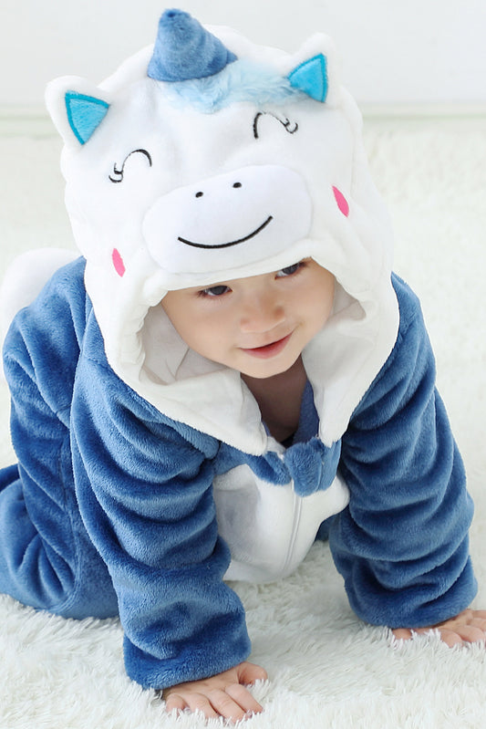 Pijama kigurumi pentru bebelusi tip salopeta din material moale si pufos, CLD146-441