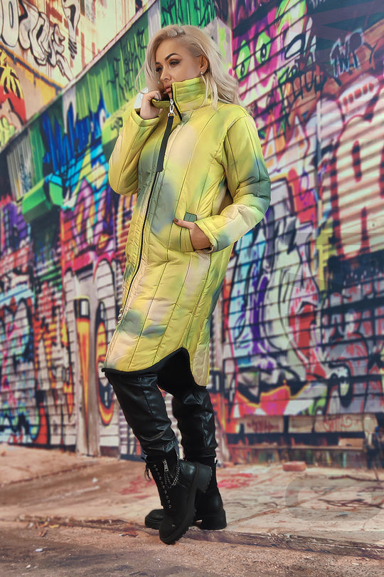 Geaca fashion lunga cu imprimeu in degrade D851-121