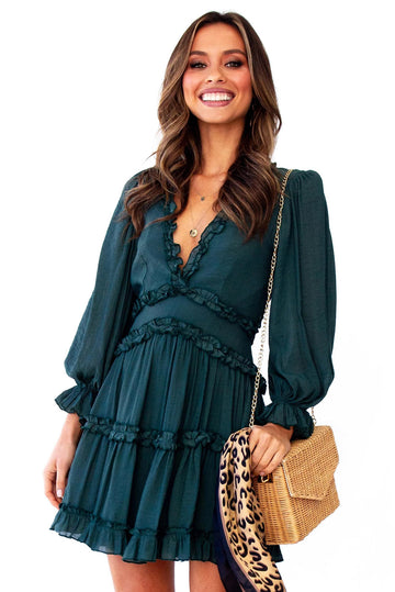 Rochie casual eleganta cu volanase si decupaj la spate E1038-123