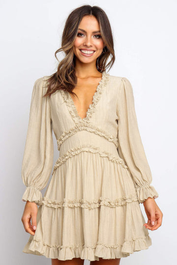 Rochie casual eleganta cu volanase si decupaj la spate E1038-15