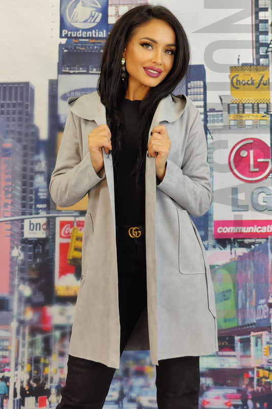 Cardigan elegant din imitatie piele intoarsa fina E566RR-18