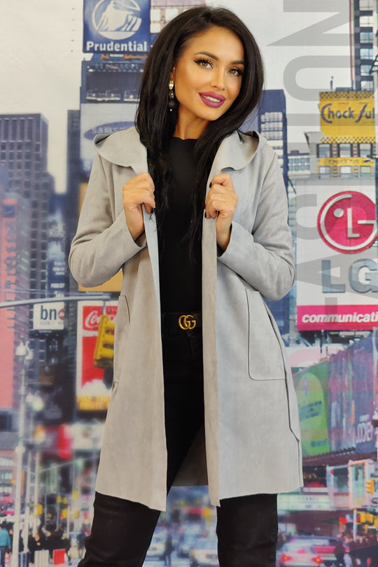 Cardigan elegant din imitatie piele intoarsa fina E566RR-18