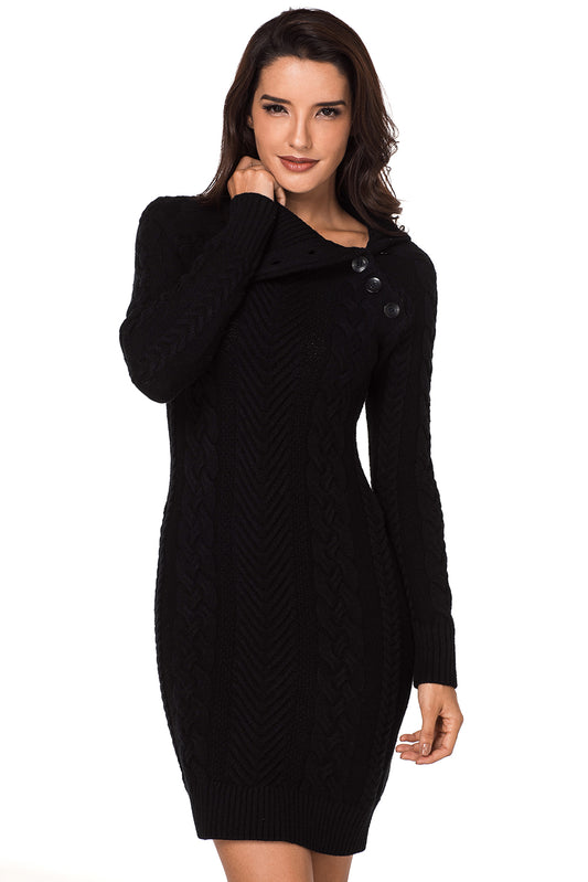 Rochie bodycon model tricotat si guler lat G687-1
