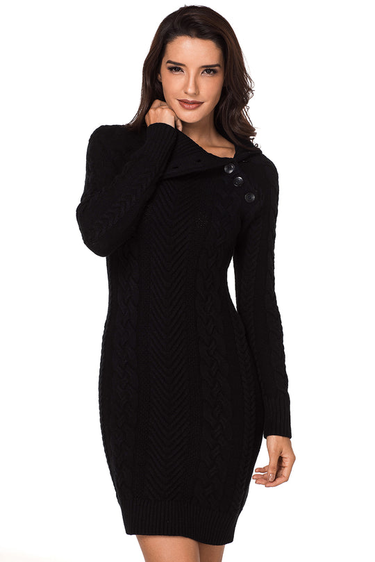 Rochie bodycon model tricotat si guler lat G687-1