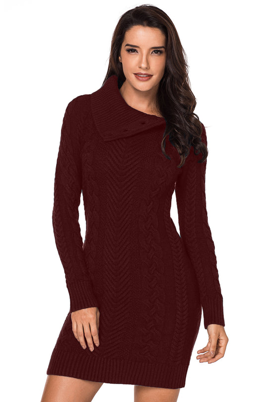 Rochie bodycon model tricotat si guler lat G687-81