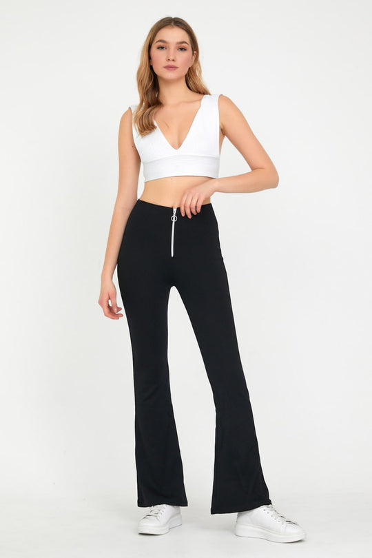 Pantaloni fashion evazati cu talie inalta G802-1
