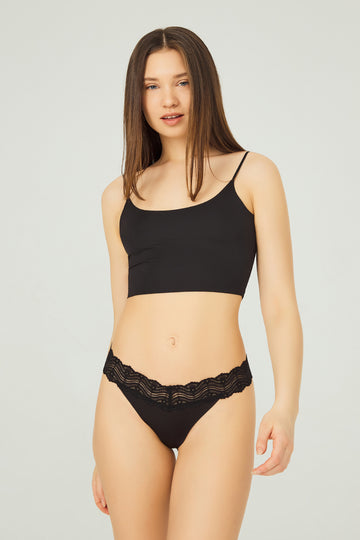 Chilot tanga cu dantela si fara cusaturi pe lateral GS1138-1