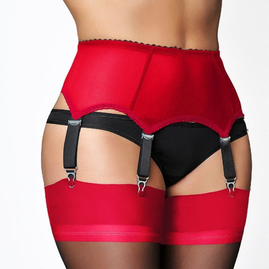 Portjartiera sexy din material elastic cu sase jartiere atasate GS1255-3